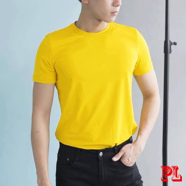 ÁO THUN TRƠN CỔ TRÒN MÀU VÀNG TAY NGẮN NAM NỮ ( CÓ CẢ SIZE EM BÉ ) AVT2-94