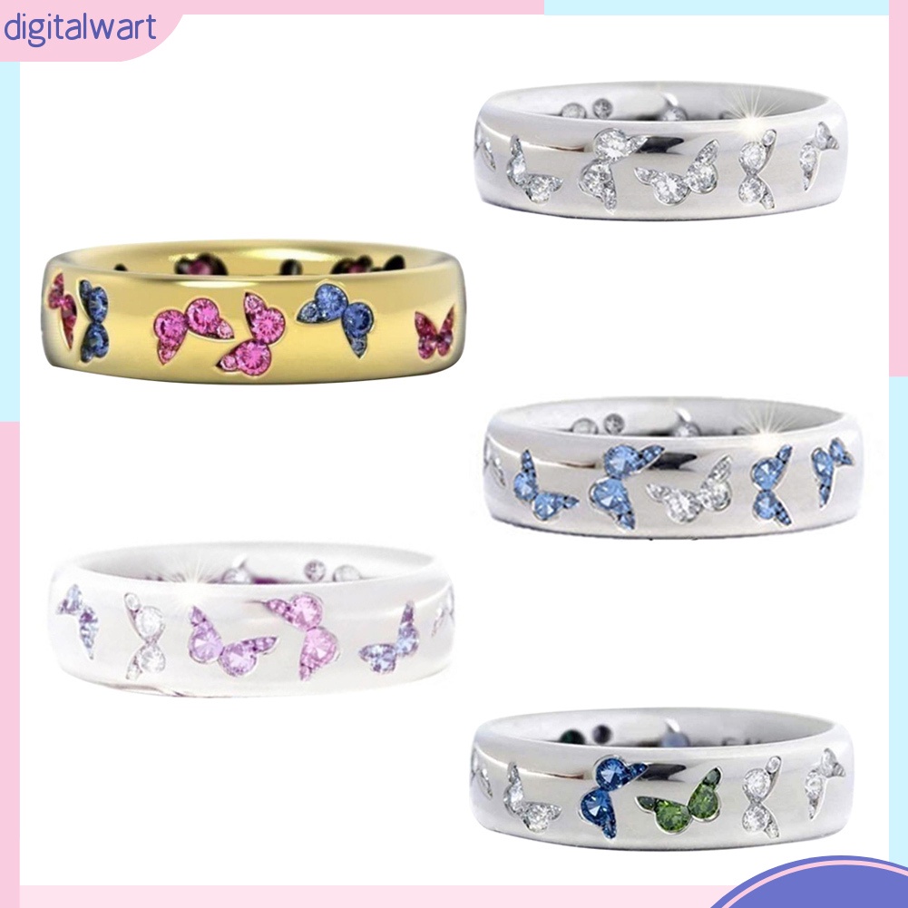 Nhẫn Hợp Kim Hình Bướm Đính Đá Zircon Thời Trang Dành Cho Nữ