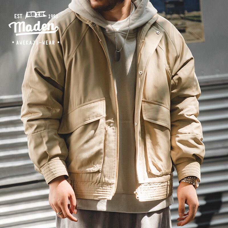 Áo khoác bomber Maden vải cotton dày giữ ấm mùa đông phong cách Nhật cá tính cho nam