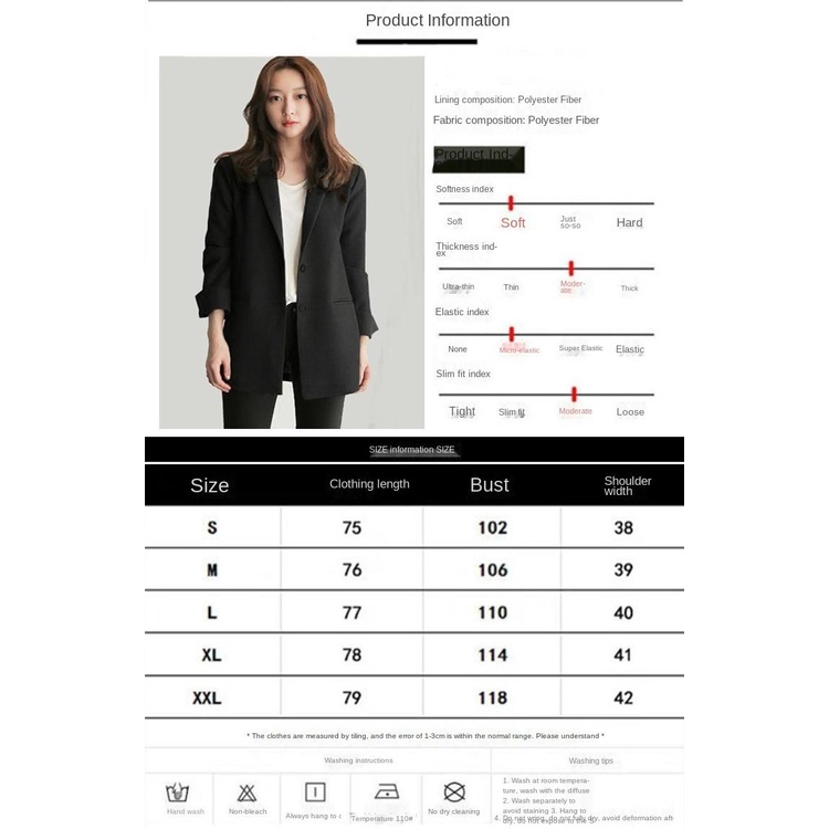 Áo khoác blazer dáng rộng màu đen trơn phong cách Hàn Quốc cho nữ blazer