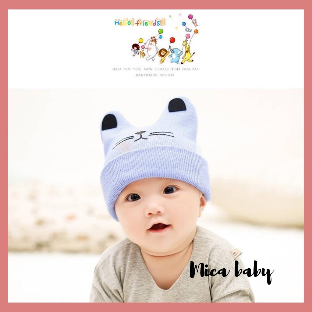 Mũ len hình mặt mèo dễ thương cho bé từ 3 tháng - 3 năm ML150 Mica Baby