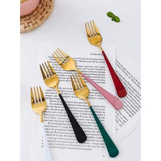 Set 5 dĩa Inox 304 mạ vàng cán 5 màu