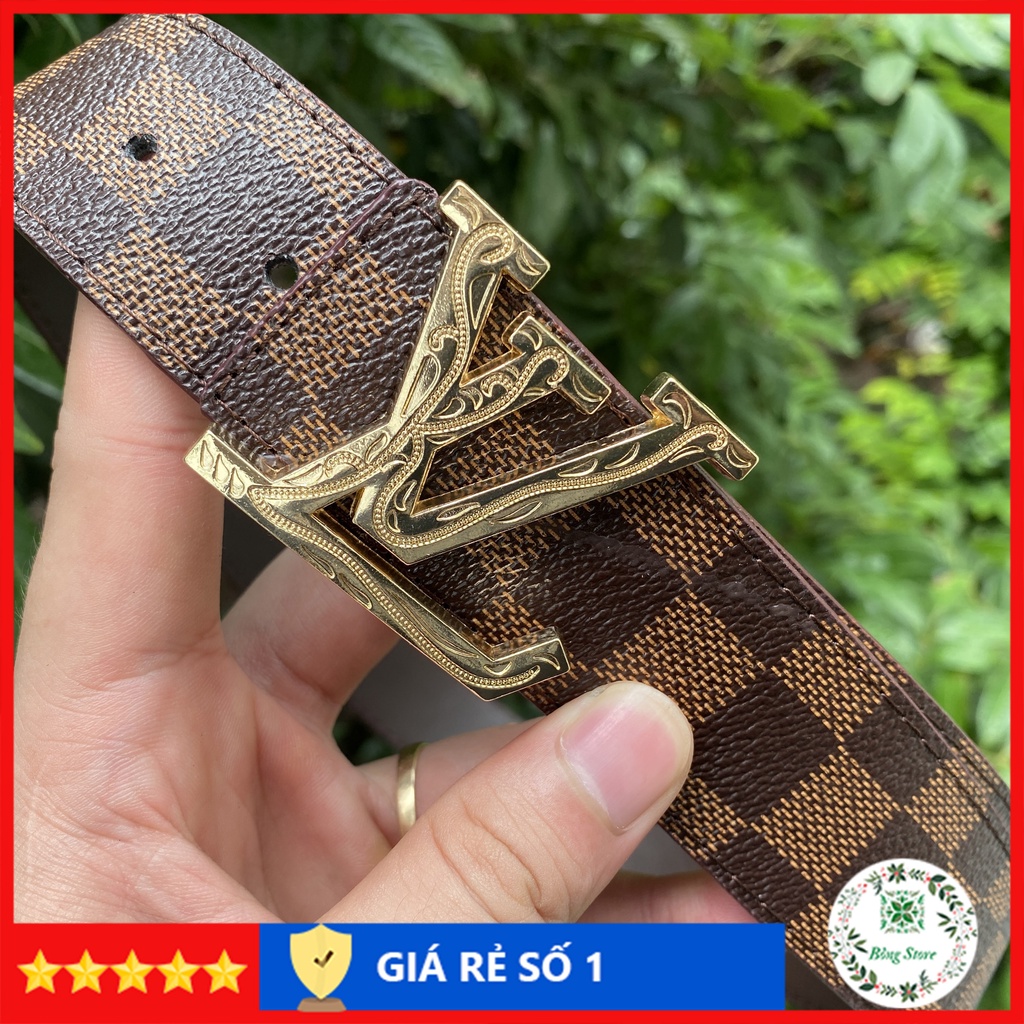 Thắt lưng nam LV thời trang, thắt lưng LV nam cao cấp, mặt kim loại nguyên khối mẫu trơn trẻ trung TLLV001-S2