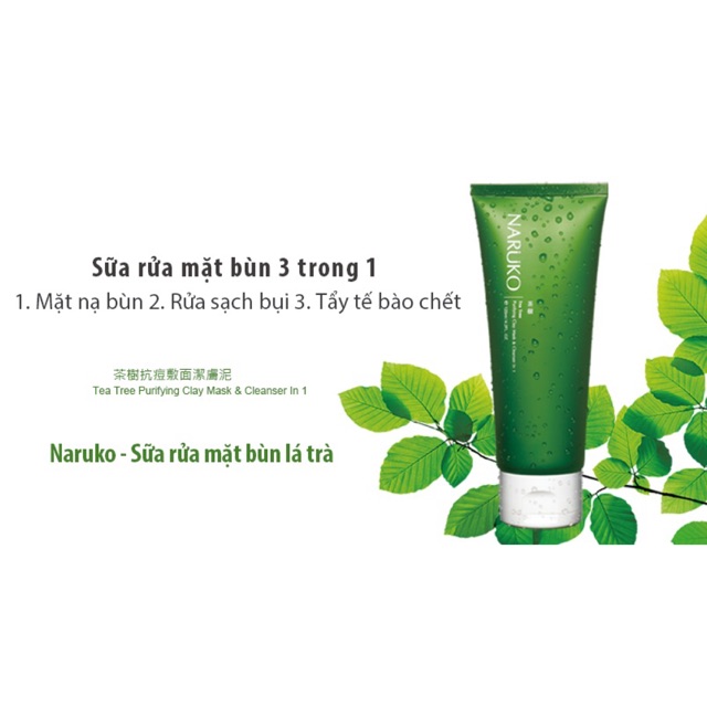 Sữa rửa mặt và đất sét 2 in 1 Naruko tràm trà | BigBuy360 - bigbuy360.vn