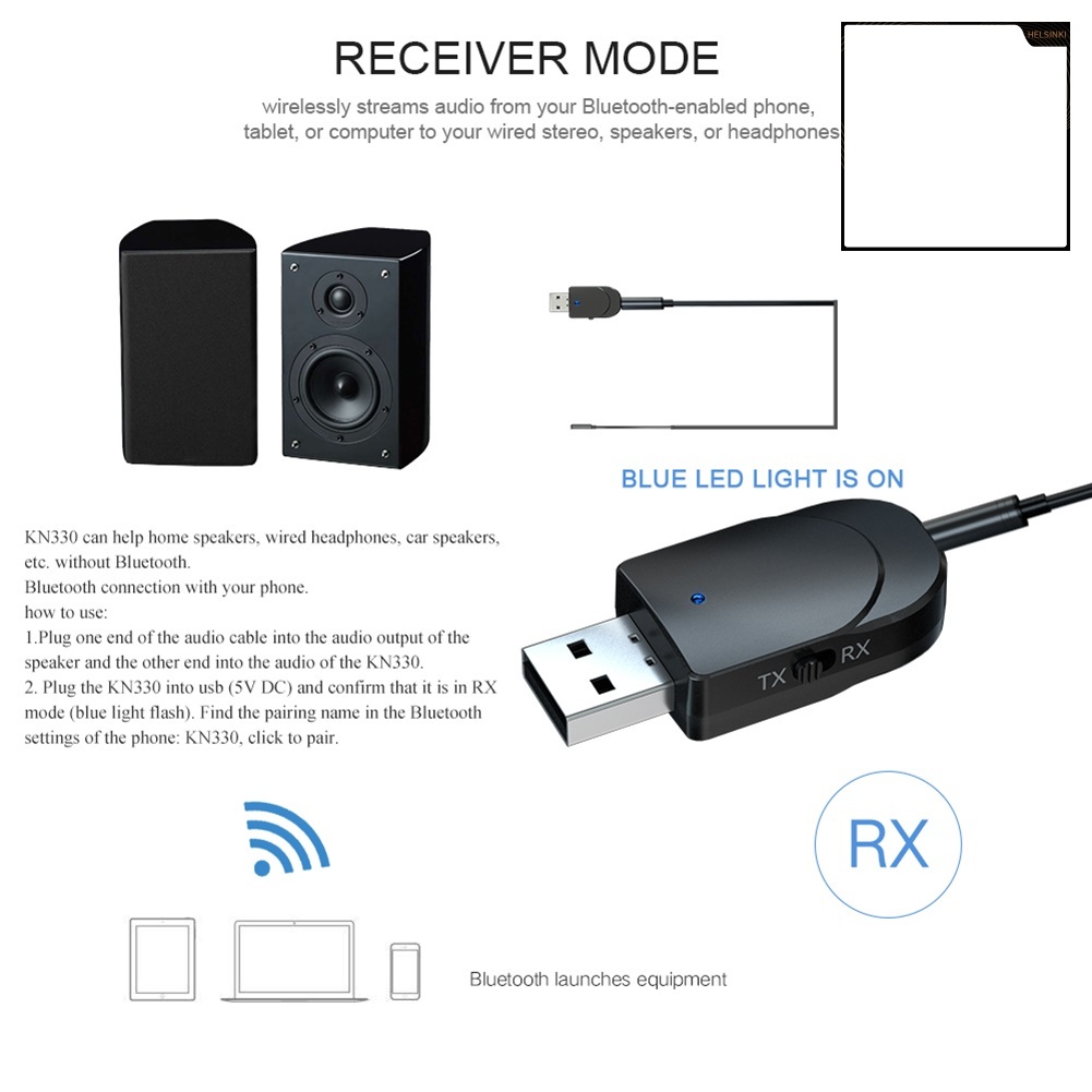 HEL ·  Bluetooth 5.0 Stereo Audio Transmitter Receiver USB 3.5mm AUX Adapter for TV PC