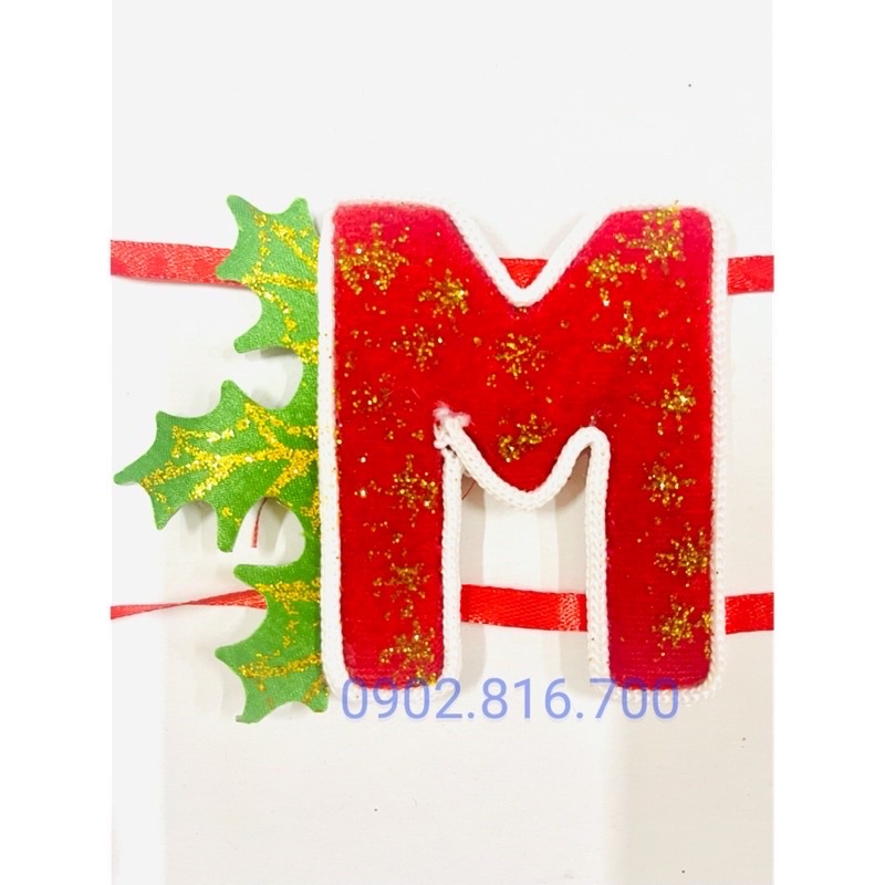 Dây treo chữ Merry Chrisrmas nhung 1m5 - 2m3 - 2m8 phụ kiện trang trí cây thokng noel giáng sinh