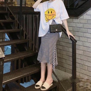 SET Áo thun + Chân váy midi ôm thân đuôi cá ulzzang