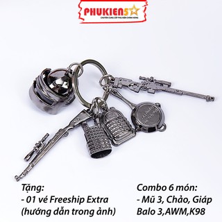 Combo 6 món Móc khóa Pubg cực chất - Chất liệu kim loại - sơn tĩnh điện cực bền(mini siêu đẹp)