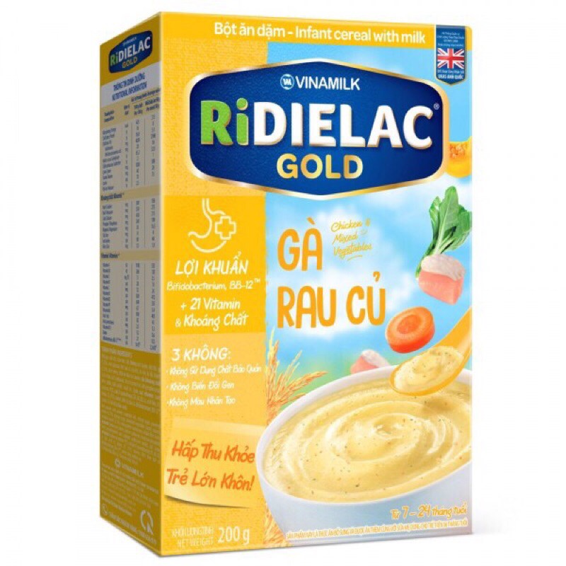 Bột ăn dặm RIDIELAC GOLD hộp giấy 200g