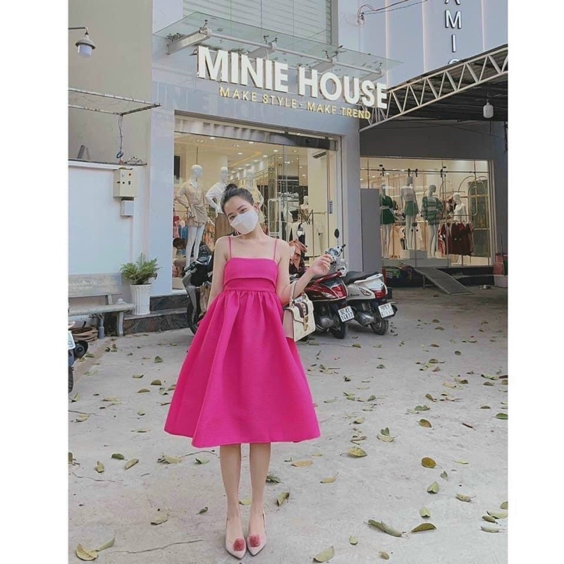 Đầm xoè hai dây babydoll nơ lưng hot hit có nhiều màu chất xốp thái cao cấp