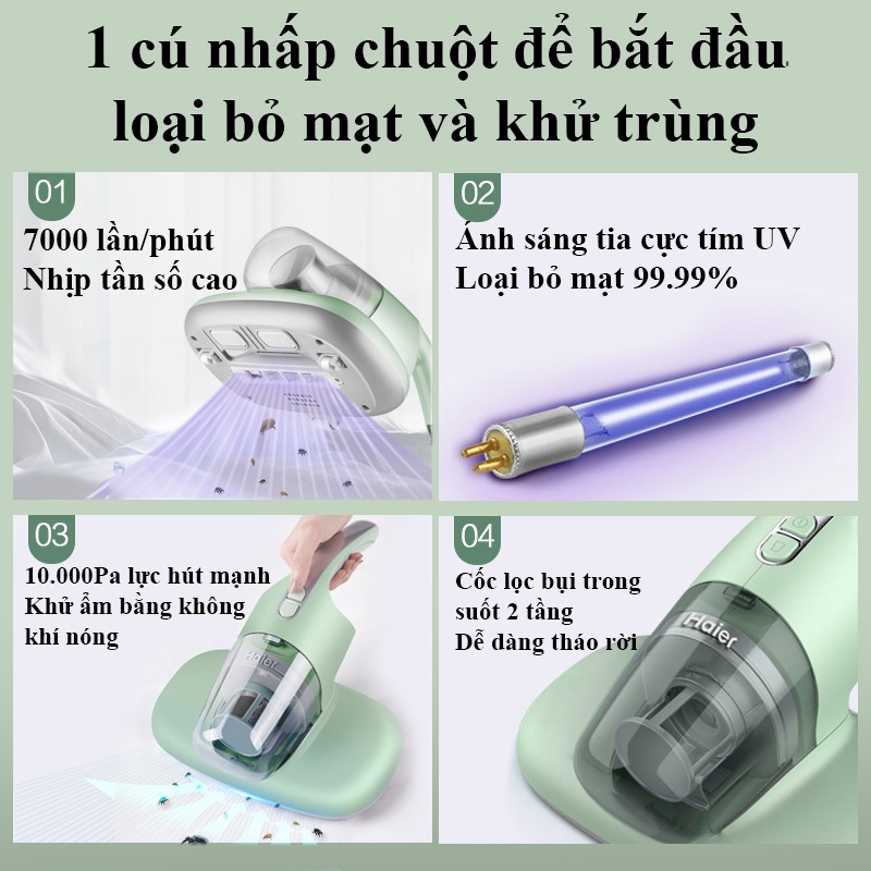 Máy Hút Bụi Haier Giường Nệm Sofa Diệt Khuẩn, Máy hút bụi diệt khuẩn UV hút bụi gối đệm giường, Vệ Sinh Giường Nệm