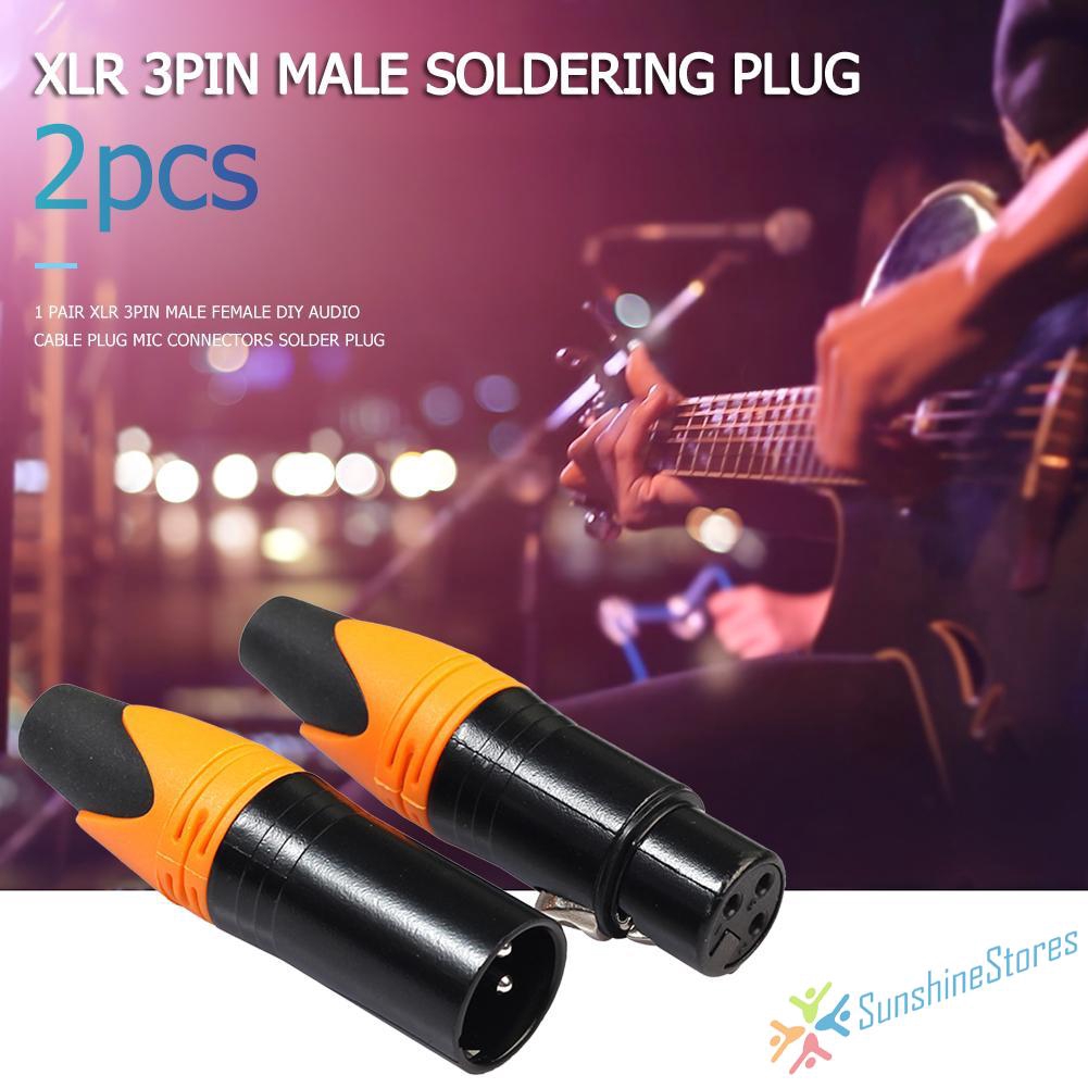 1 Pair XLR 3Pin Male Female DIY Audio Cable Plug Mic Connectors Solder Plug