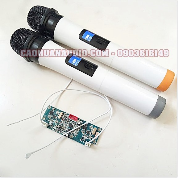 Micro loa kéo Sóng UHF - Bộ 2 micro cho loa kéo trắng bo mạch rời