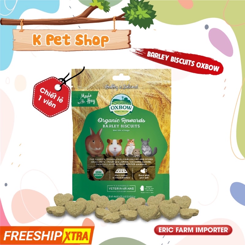 BARLEY BISCUITS OXBOW Chiết Lẻ  FREE SHIP  Bánh Cỏ Mài Răng Hỗ Trợ Dinh Dưỡng cho guinea pig, thỏ, chinchilla ..
