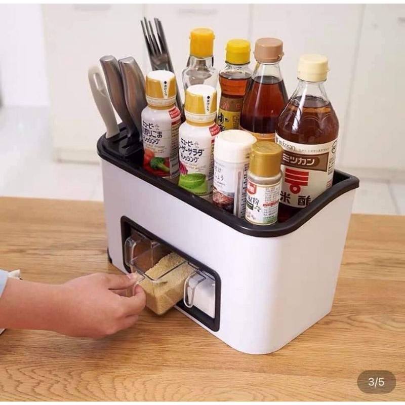 Khay đựng đồ gia vị đa năng - Khay để đồ có chỗ cài dao,kéo gọn gàng