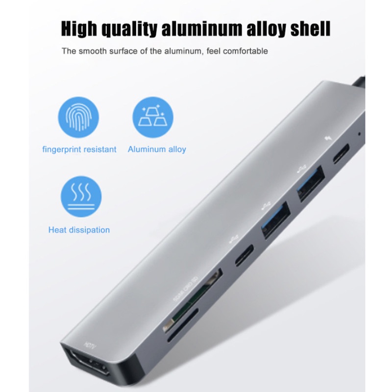 Bộ Chuyển Đổi Hub Type C 7 Trong 1 Với Cổng Usb/tf/sd/hdmi