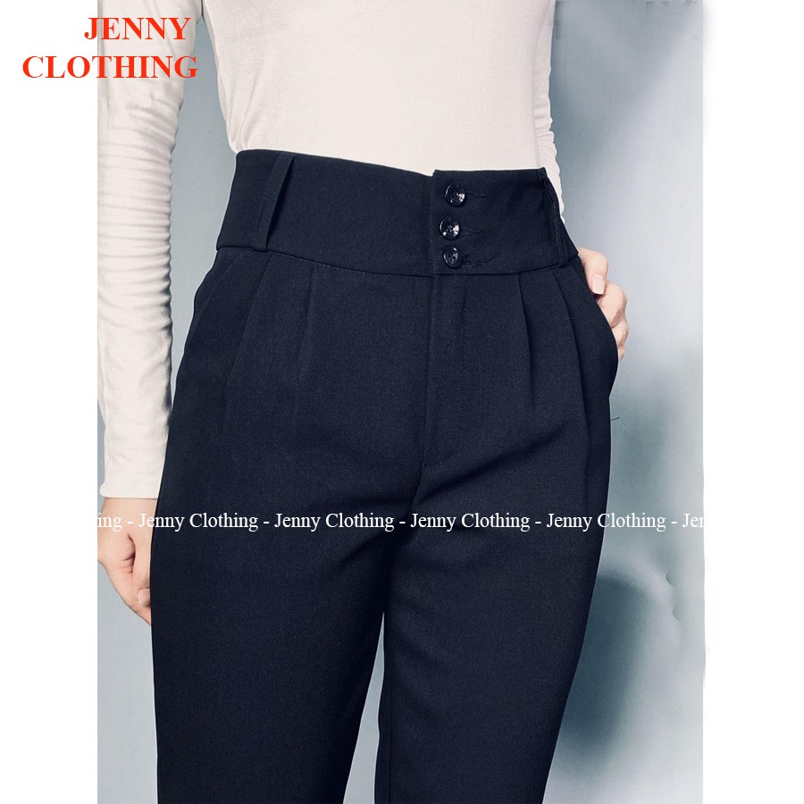 Quần baggy cạp cao bản to lưng siêu cao phối 3 cúc  xếp ly màu Đen Kem vải tuyết mưa mặc đi học làm công sở cực nữ tính