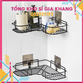 SP65 KỆ GÓC INOX DÁN TƯỜNG ĐEN VIỀN UỐN LƯỢN TIẾT KIỆM KHÔNG GIAN