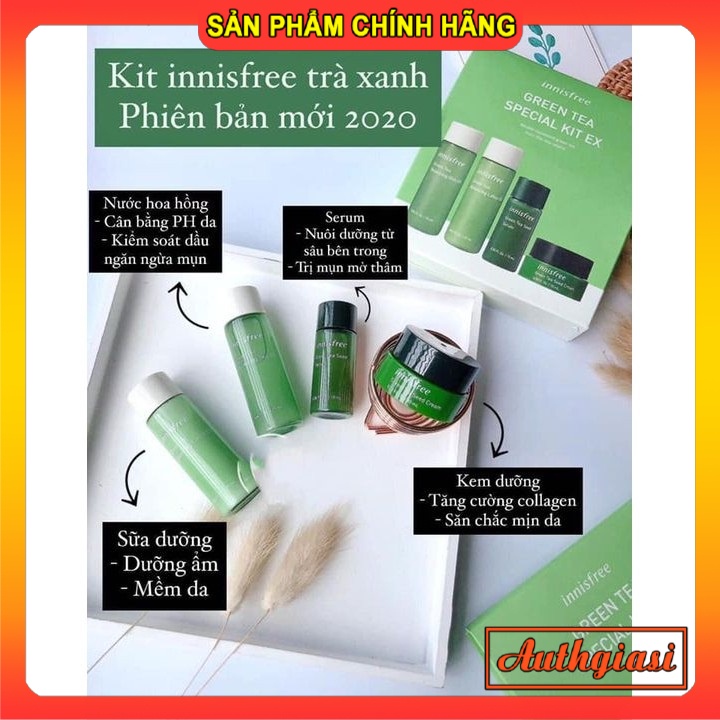Kit dưỡng da Innisfree TRÀ XANH Green Tea EX \ HOA ANH ĐÀO Jeju Cherry Blossom 4 món