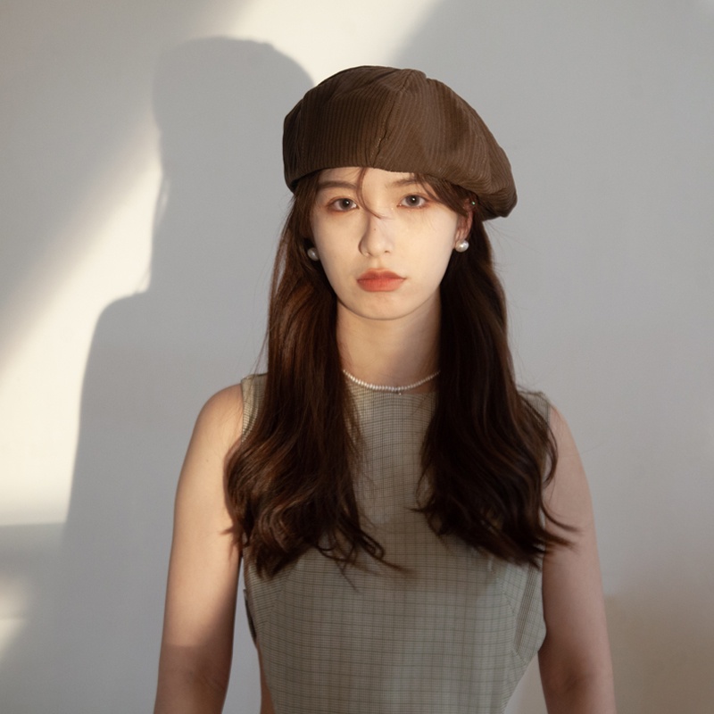 Mũ beret mỏng màu đen trơn thời trang xuân hè cho nữ