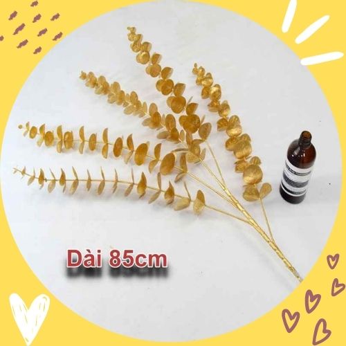 Cành lá tai chuột 5 nhánh (lá bạch đàn) phụ kiện trang trí decor Tết, trang trí năm mới, lọ hoa để bàn