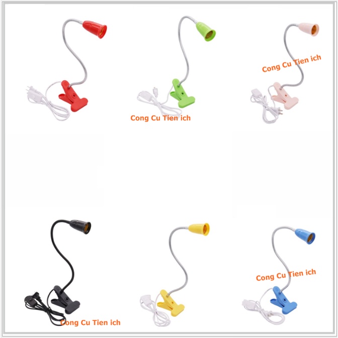 Chân đèn kẹp bàn đui vặn E27 thông dụng dài 40cm - Được chọn màu