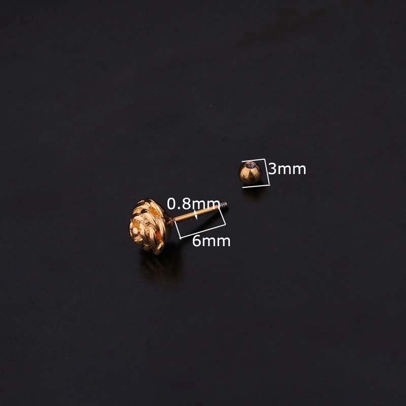 Bông tai bằng thép không gỉ nhiều kiểu dáng tùy chọn nhỏ nhắn thời trang 6mm 20g