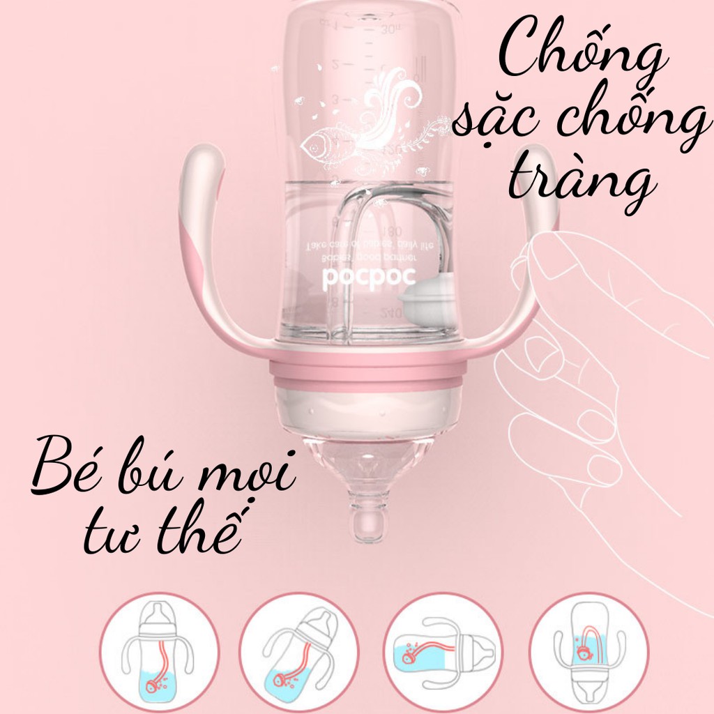 Tặng thêm 1 n.úm-Bình sữa, Bình nước bocboc 3 trong 1 có tay cầm cho bé-dung tích 240ml-300ml