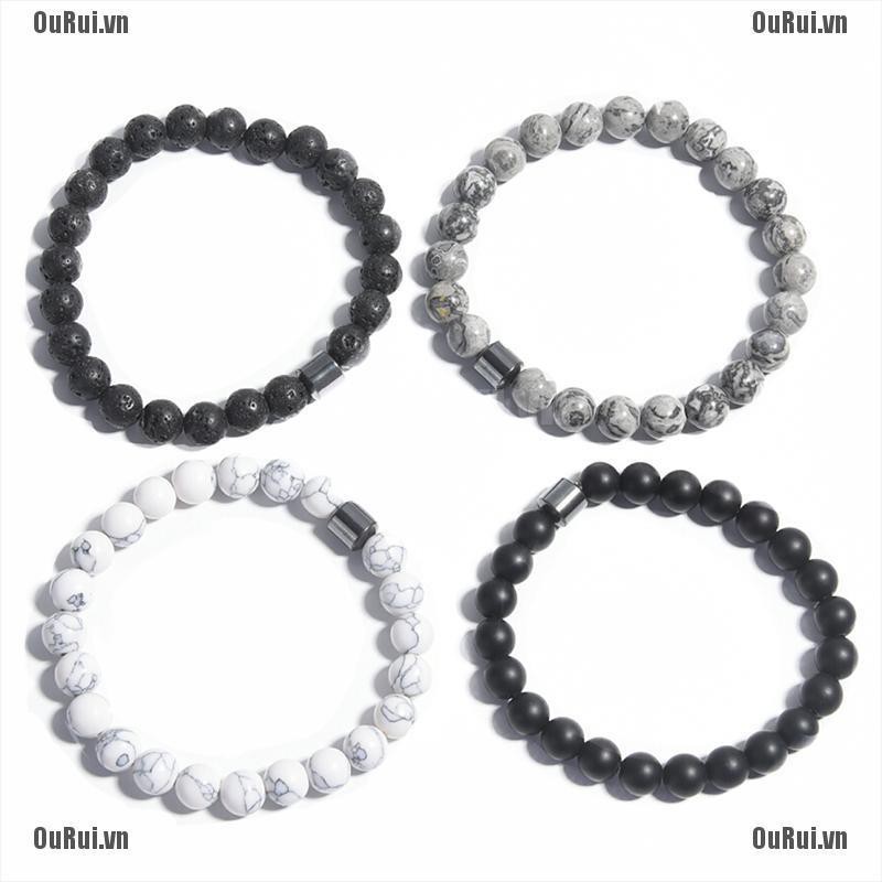 Vòng Đeo Tay Đính Đá Núi Lửa 8mm Cá Tính Cho Nam Và Nữ