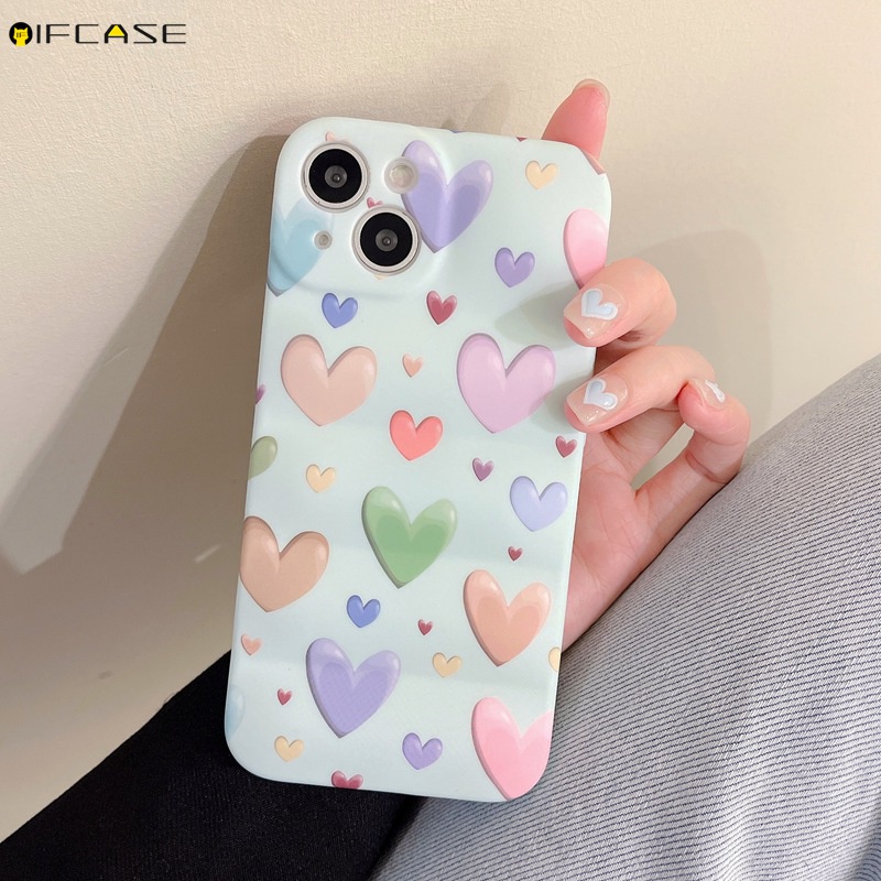 Ốp Điện Thoại Silicon Mềm Họa Tiết Trái Tim Nhiều Màu Sắc Cho iPhone 13 12 11 Pro Max XS Max XR X