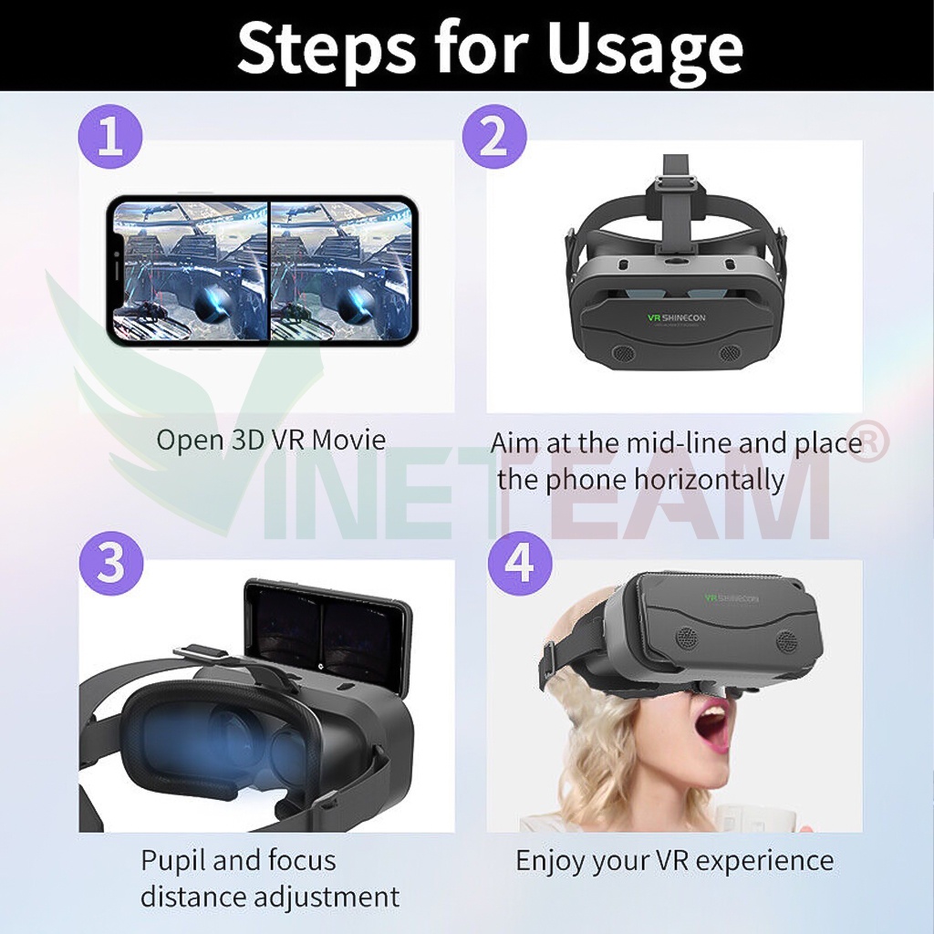 Kính thực tế ảo 3D Vr Shinecon Vinetteam SC-G13 dành cho điện thoại thông minh 4,7-7 inch -DC4878