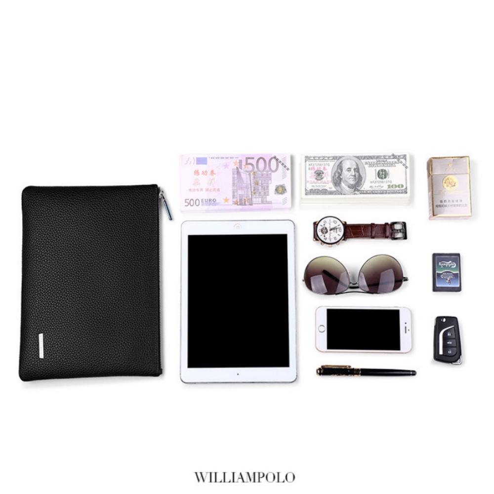 Ví Nam Cầm Tay Cao Cấp William POLO,Chất liệu Da Bò thật,Túi clutch nam ,,Chống nước- Vệ sinh dễ dàng- 𝑰𝑩𝑨𝑮