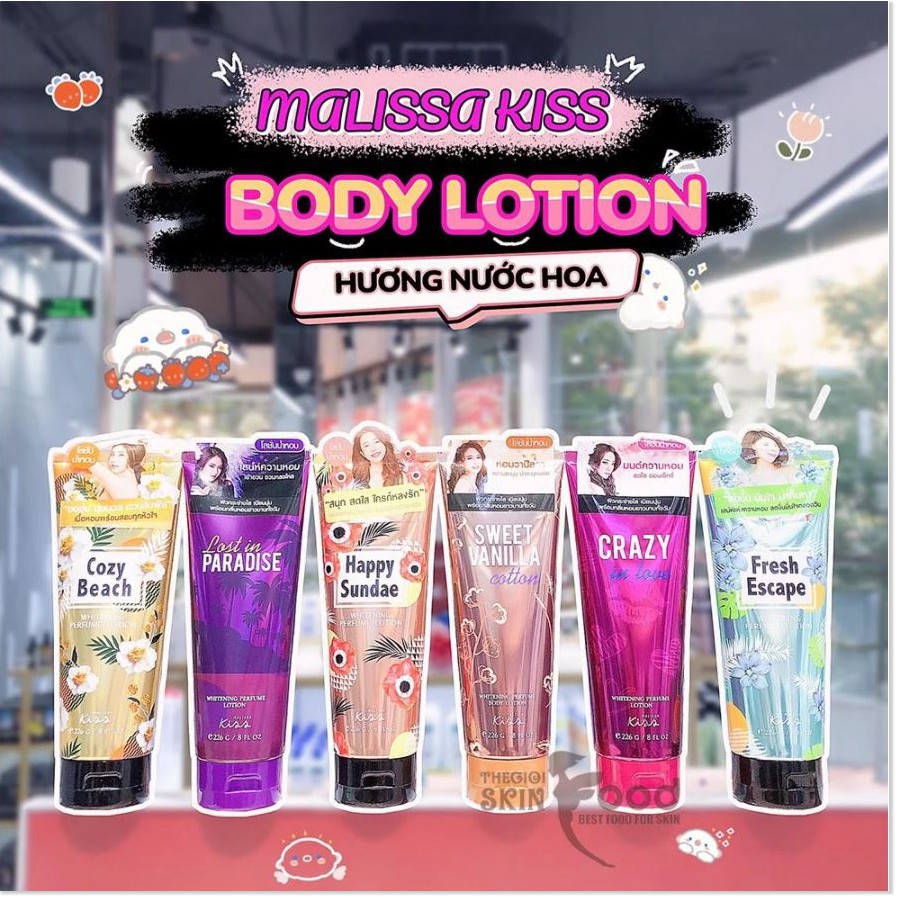 Sữa Dưỡng Trắng Da Toàn Thân Hương Nước Hoa Malissa Kiss Whitening Perfume Body Lotion 226g