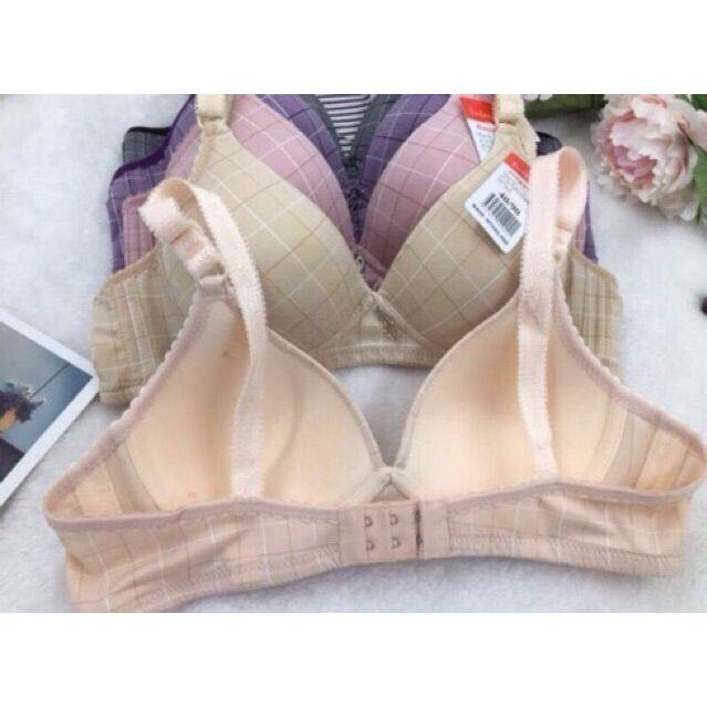 Áo Lót Nữ, Áo Lót Thái Cotton Kẻ Caro Không Gọng Đệm Mỏng - AL 151