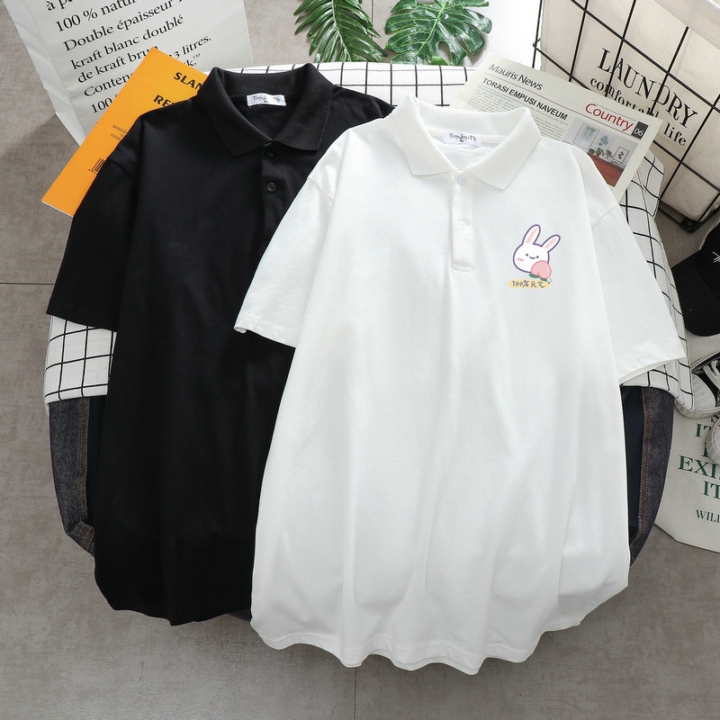 Áo Thun Polo Nam Nữ Form Rộng Chất Cotton Mềm Mát In Hình Thỏ Quả Đào Xinh Xắn  Lôi Cuốn Đỉnh Của Chóp TTQ0354