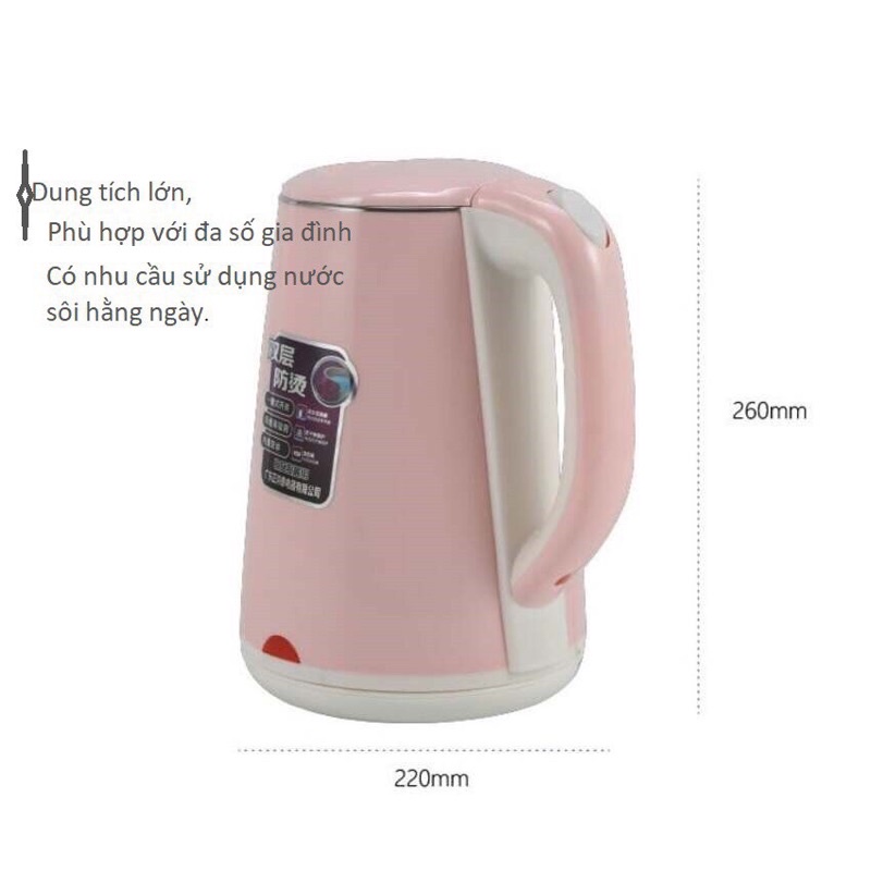 Ấm siêu tốc Thái Lan 2 lớp, bình đun nước siêu tốc 2.5L