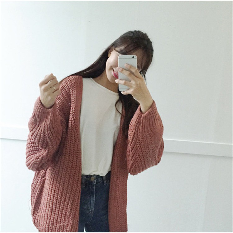 Áo cardigan nữ, áo cardigan len nữ form rộng màu trắng xanh xám thời trang | WebRaoVat - webraovat.net.vn