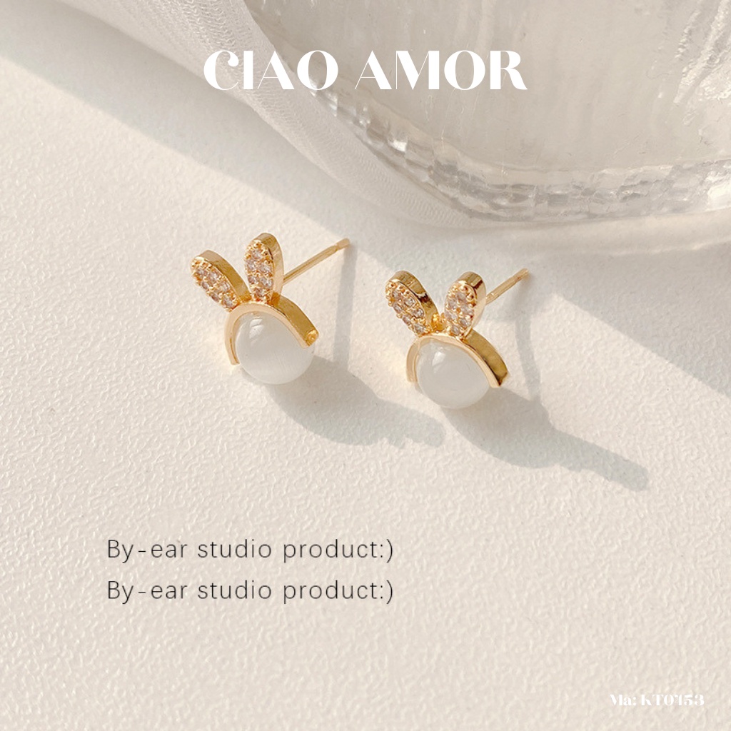 KT0453-Khuyên tai nữ, Bông tai nụ bạc 925 thỏ con đáng yêu đơn giản Trang sức Ciao Amor