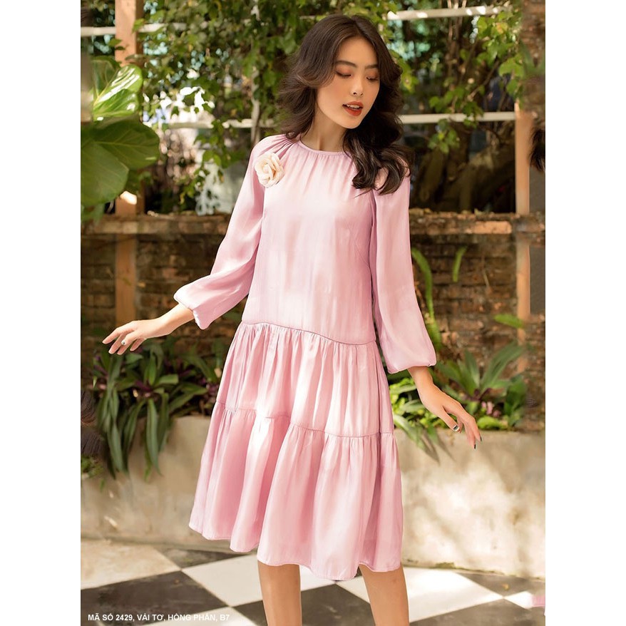 MYDU SHOP MS 2429 Đầm xòe dún hai tầng tay dài