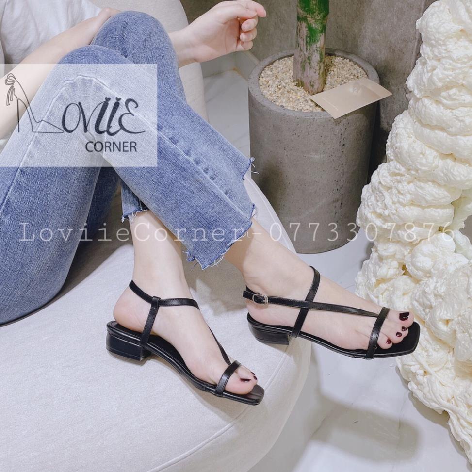 GIÀY SANDAL DÂY LOVIIECORNER - SANDAL NỮ QUAI MẢNH DÂY CHÉO XỎ NGÓN ĐẾ VUÔNG THẤP S200518 🍉 