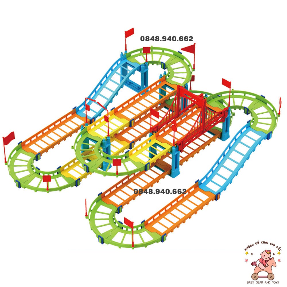 [TẶNG PIN] Bộ đồ chơi đường ray 92 chi tiết lắp ráp đường đua xe ô tô phát triển sáng tạo cho bé