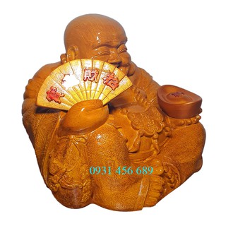 Tượng Di Lặc dả gỗ ngang 31cm