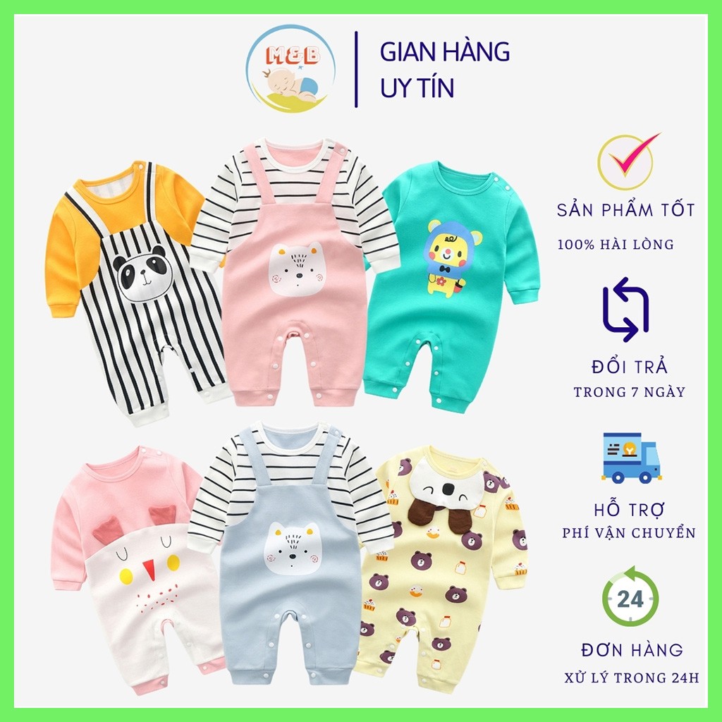 Bodysuit cho bé body dài tay liền thân Cao Cấp cho bé trai bé gái sơ sinh 4-14kg, hàng Quảng Châu cotton cực đẹp – BD08