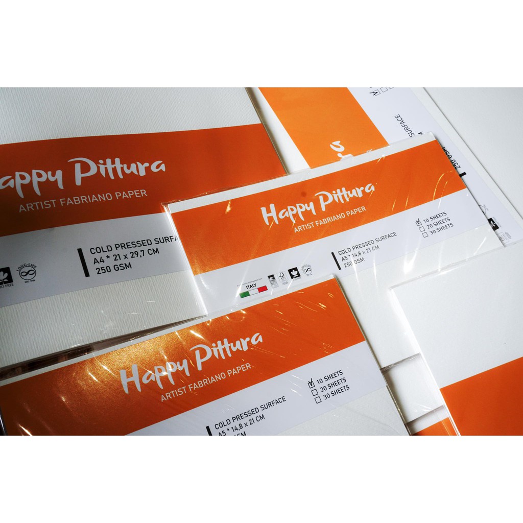 Giấy Happy Pittura - 250gsm - A5/A4/A3 -  set 10 tờ