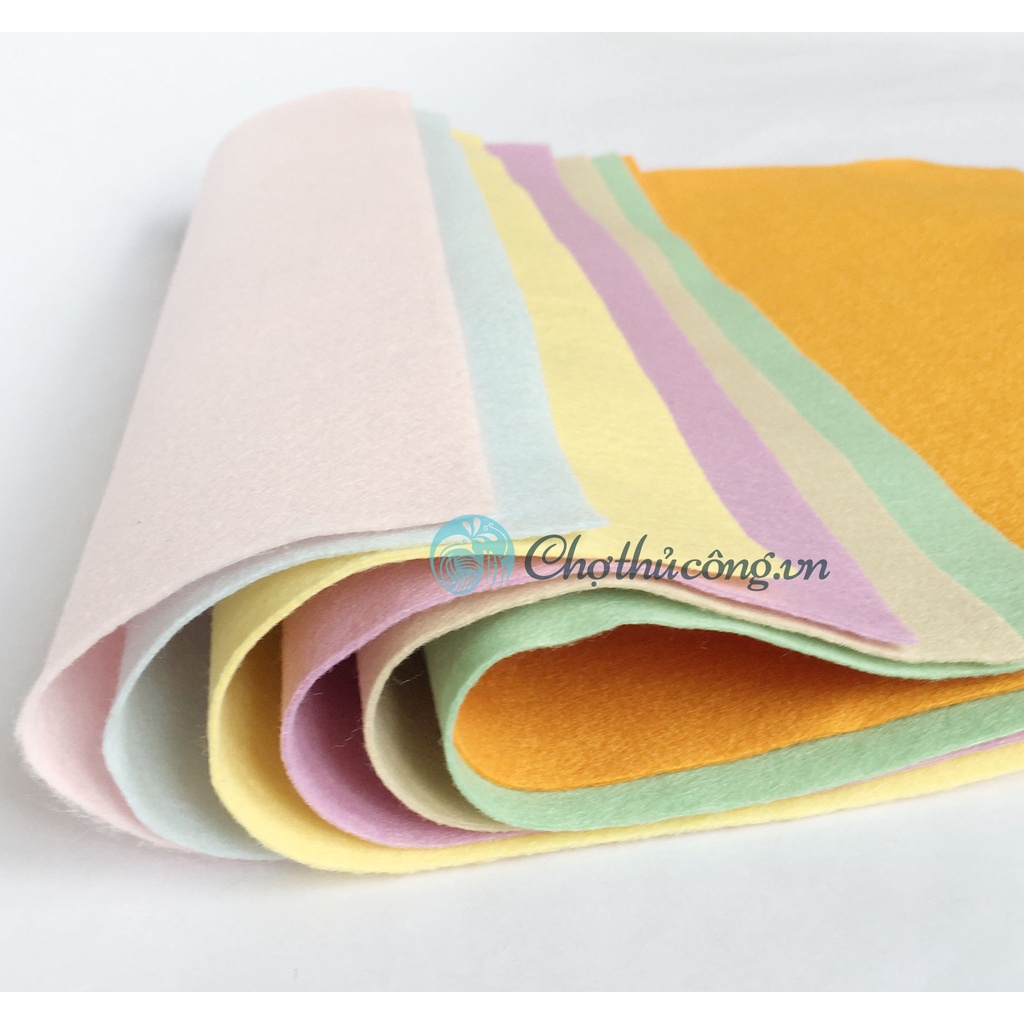 Combo 7 vải nỉ mềm Hàn Quốc cao cấp (Korean high-class Felt) D30XR37cm 7 màu Pastel, làm đồ handmade, craft, thủ công