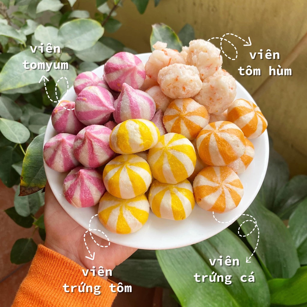 Viên thả lẩu nhân trứng tôm / bánh bao vàng trứng tôm 500g Lacusina