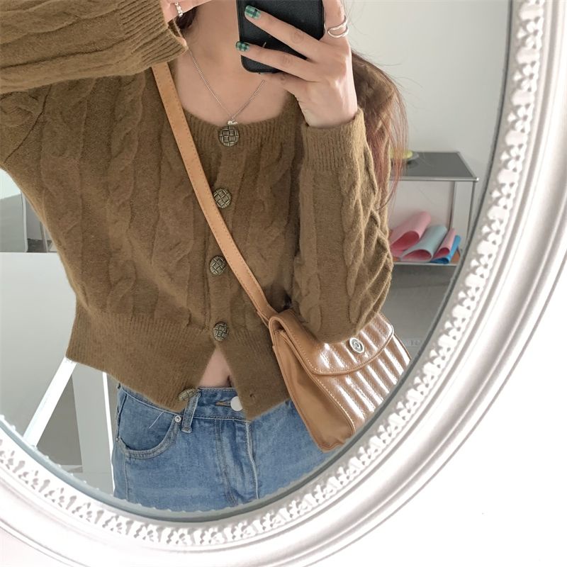 Áo Khoác Len Cardigan Cổ Vuông Xoắn Phong Cách Pháp Cổ Điển Thời Trang Mới 2022 Dành Cho Bạn Nữ