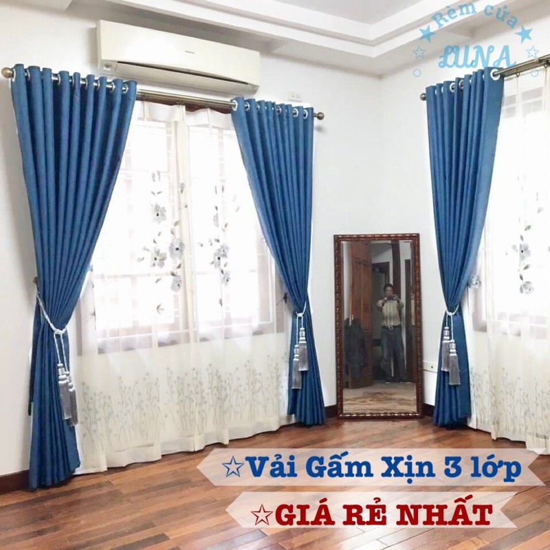 RÈM CỬA xanh dương chống nắng cực tốt , sang trọng, nhiều kích cỡ, hoạ tiết - Rèm Cửa DiGa