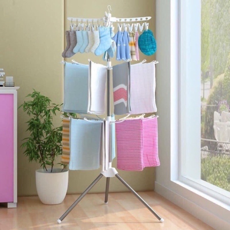 Cây sào phơi đồ gấp gọn đa năng 3 tầngFREESHIPCây treo đồ cho trẻ em, bé sơ sinh