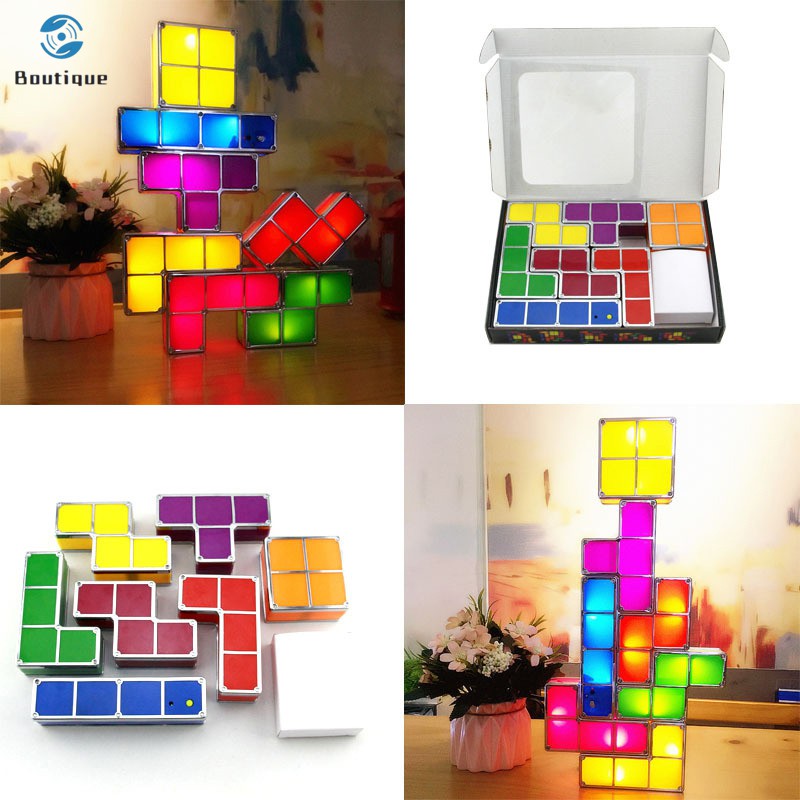 Đồ Chơi Lắp Ráp Mô Hình 7 Miếng Xếp Hình Tetris Có Đèn Led